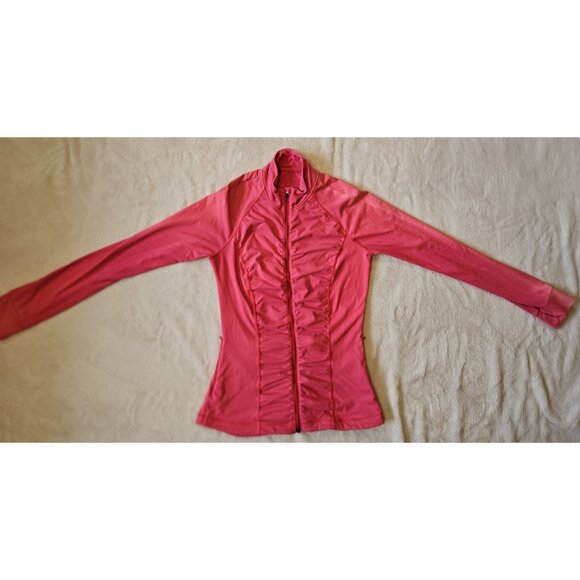 Victorias Secret VSX Sport Small Knockout Jacket Hot Pink Zip Ruched Thumb Holes - Picture 2 of 15